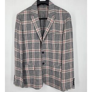VINTAGE J. PETERMAN Mens 42R Unstructured Linen‎ Plaid Blazer Sports Jacket